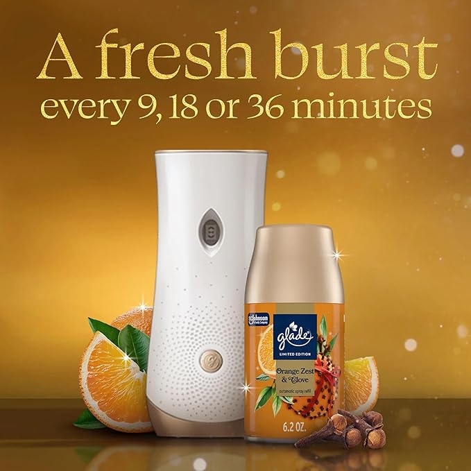 Glade Automatic Spray Refill 6 Pack Orange Zest &amp Clove Scent Home Fragrance Refill Can 6.2 oz