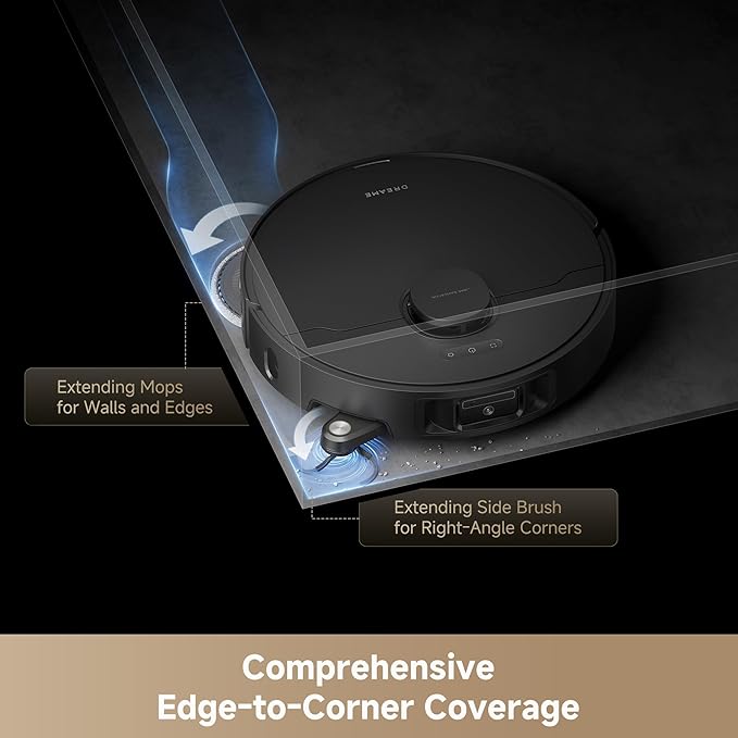 DREAME L40s Ultra Robot Vacuum and Mop Auto-Empty Mop Self-Cleaning 19000Pa Suction 100% Detangling DuoBrush Extending Mops and Side Brush 40mm Obstacle Clearing App &amp Voice Control (Black
