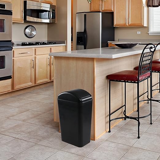 Plastic Waste Bin with Swing Lid 14 Liter Garbage Can 1 Pack 5.2 x 8.2 x 15.7