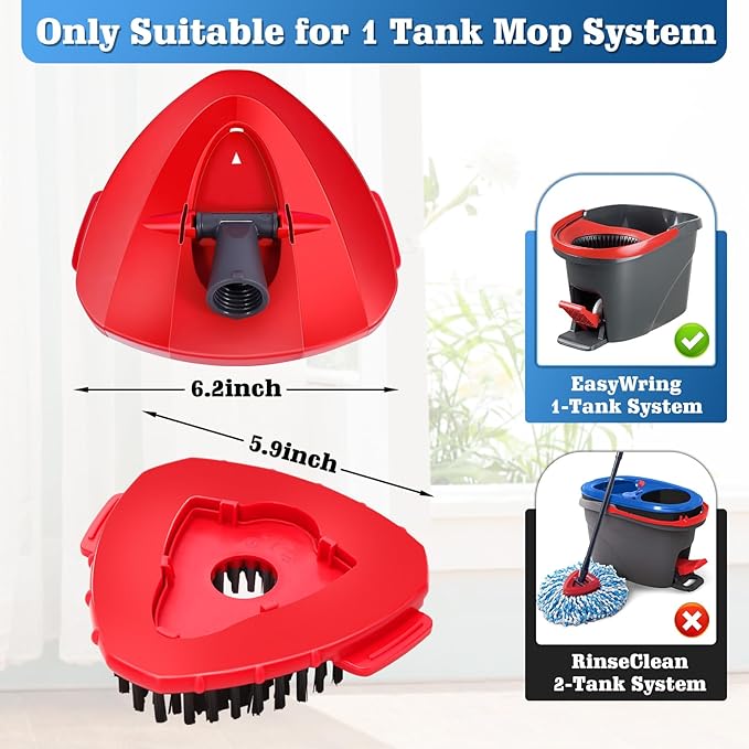 4 Pack Mop Replacement Heads Compatible with Oceda EasyWring 1-Tank System - Includes 1 Mop Scrub Brush Head1 Mop BaseMicrofiber Mop Refills Easy Cleaning Mop Head Replacement(White)