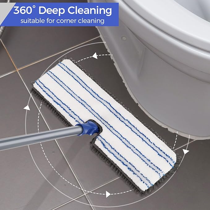 MASTERTOP Microfiber Dust MopDouble-Sided Flat Mops for Hardwood Floors with 4 Reusable Mop Pads Floor Mops with Stainless Steel Handle and Extension Cleaner for Hardwood Vinyl Laminate Tile