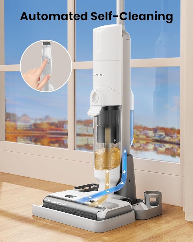 Proscenic F10 Pro Wet Dry Vacuum Cleaner Cordless and Vacuum Mop 3-in-1 Vacuum/Mop/Wash &amp One-Button Auto Self-Cleaning for Hard Floors High-Capacity Dual Tanks Edge Clean Ease of Use