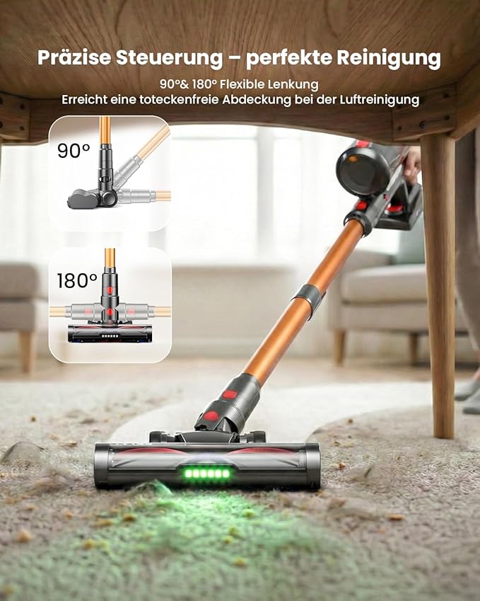 Cordless Vacuum Cleaner Self-Standing 600W 50KPA 70Min Runtime Stick Vacuum for Home 1.4L Dust Cup LED Display Anti-Tangle 8-Stage Filtration for Hardwood Floor Carpet Pet Hair