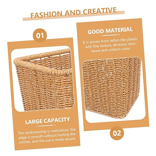 Woven Trash Basket for Bedroom and Bathroom Material Sundries Bin Rustic Design Wastebasket for Home Decoration Multipurpose Use