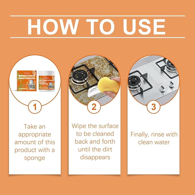 Multi-Purpose Cleaning Polishing Paste For Kitchen Stoves - Removes Grease &amp Stains Forms Protective Layer(2PCS)