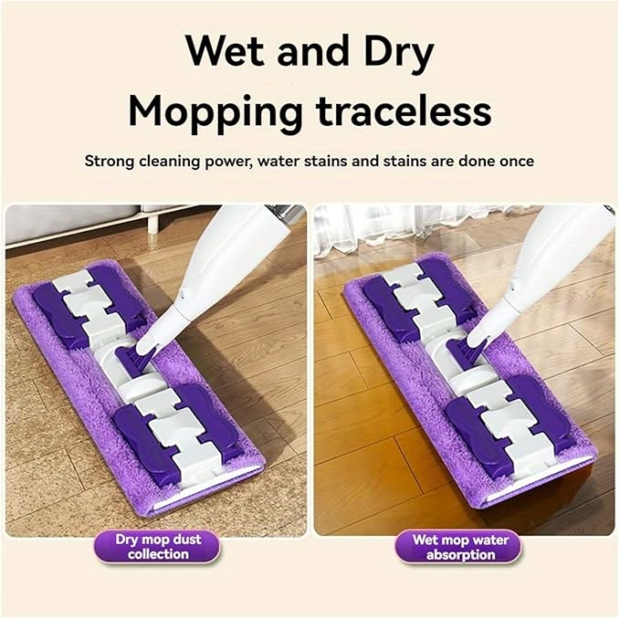 Upgrade Spray Cloth Clip Mop Hand Wash-Free Silent Design for Wood Floors &amp Ceramic Tiles Sleek Durable Head(5pcs Cloth)