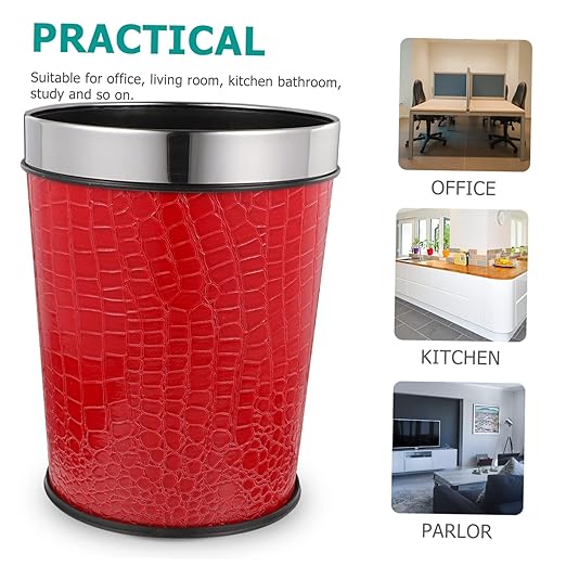 Alipis Vintage Style Trash Can Pattern Ring Waste Basket for Bathroom Bedroom Office Lidless Retro Garbage Bucket for Use