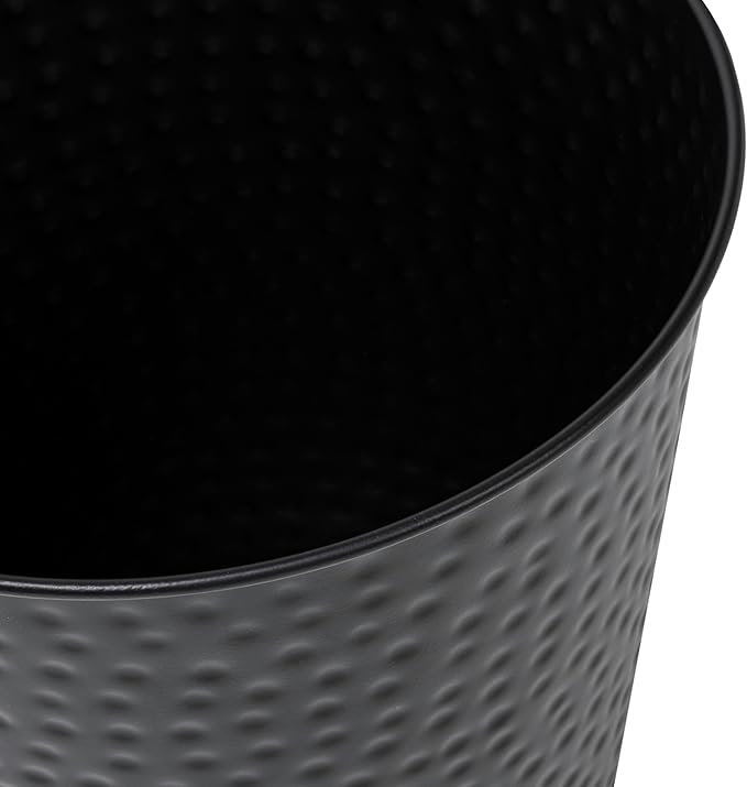 happimess HPM1110A-SET2 Axel Modern Minimalist Hammered Steel 2 Gal Waste Bin for Kitchen Office Bathroom Bedroom Dorm Matte Black (Set of 2)