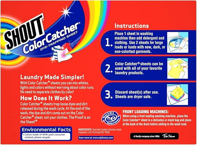 Shout Color Catcher Dye-Trapping In-Wash Cloths 24 ea - 2pc