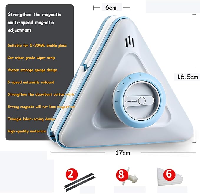 Magnetic Window Cleaner Magnetic Three-Layer Glass Cleaner for 5-30mm Double Glazing Window Cleaner Super Three-Layer Glass Surface Cleaning Brush Wiper Tool