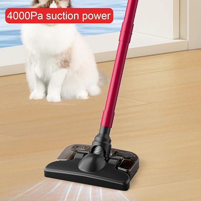 Eujgoov Cordless Vacuum Cleaner 4000pa Suction Power Lightweight Stick Vacuum with 4+1 Cleaning Configurations and 2000mAh Battery for Deep Floor Cleaning and Home Use