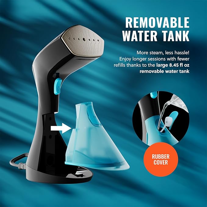 PurSteam Handheld Garment Steamer for Clothes – Powerful Wrinkle Remover with 3 Steam Settings Large Removable Water Tank and Fast Heat-Up – Portable Fabric Steamer for Home &amp Travel (Pack of 2)