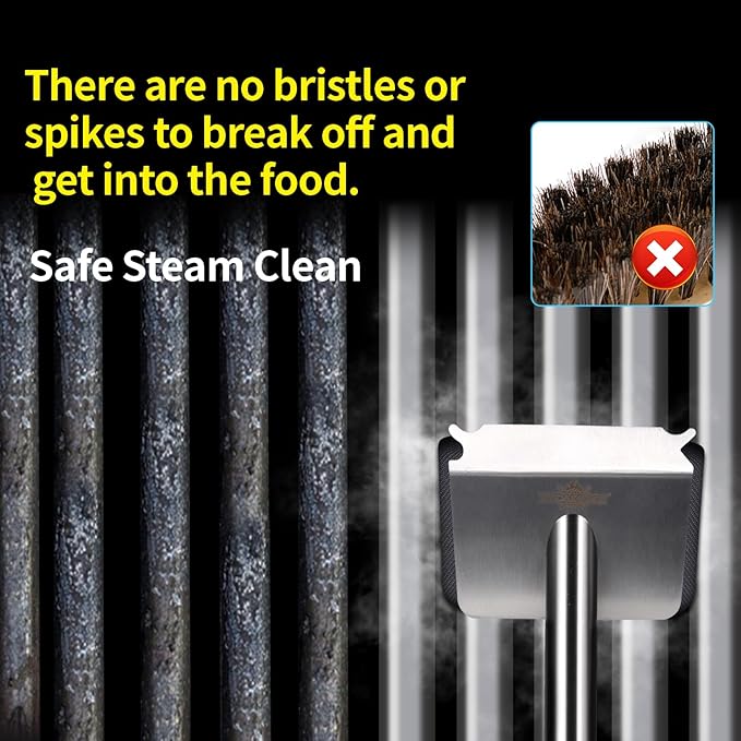 Steam Grill Brush Bristle Free[Ultra Safe &amp Efficient] Grill Cleaner for Outdoor GrillBBQ Replaceable Scraper Cleaning HeadGrill Brush BBQ AccessoriesGifts for Men/Dad ﻿