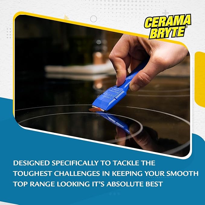 Cerama Bryte Complete Cooktop Cleaning Kit 10 Cleaner Pads 1 POW-R Grip Tool 1 Scraper and 1 Microfiber Cloth 28 Fl Oz