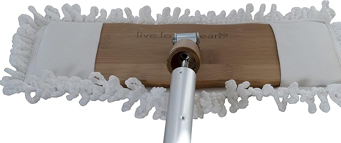 Harper Live.Love.Clean. Bamboo 2-in-1 Smooth Surface Wet/Dry Dust Mop with (2) Washable Wraparound Pads for Cleaning Dust Pet Hair &amp Fine Dry Dirt