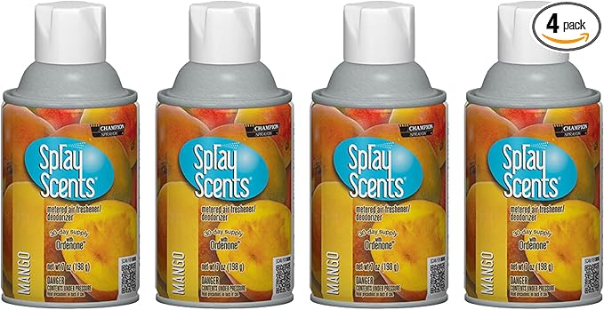 Champion Sprayon SprayScents Metered Air Freshener Refill 7 oz Odor Control Fragrance Mango (4 Pack)
