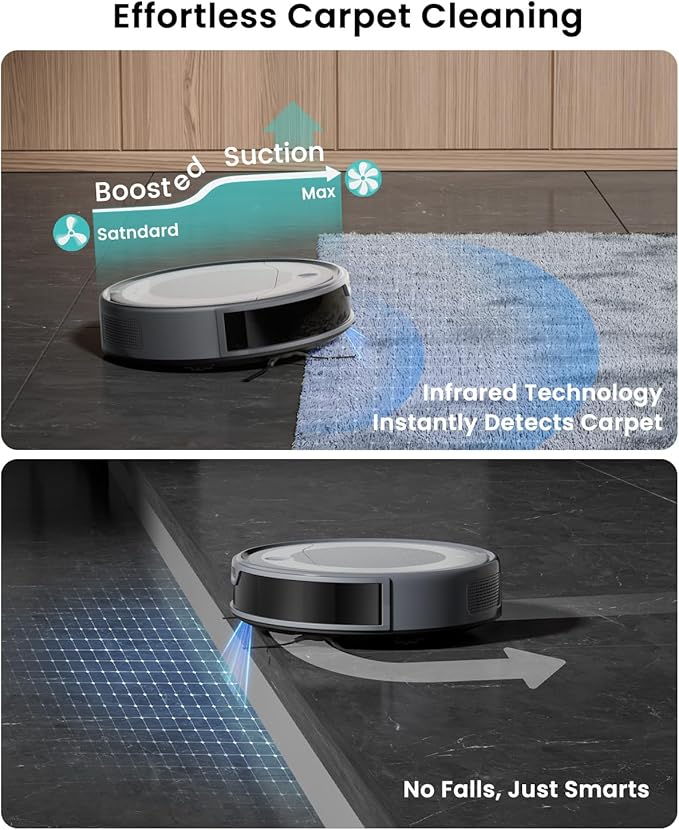 Lefant M310 Ultra Robot Vacuum and Mop 6000Pa Suction-Slim Robotic Cleaner with ToF LiDAR Navigation Accurate Obstacle Avoidance WiFi/App/Alexa Control 170min Runtime for Pet Hair and Home