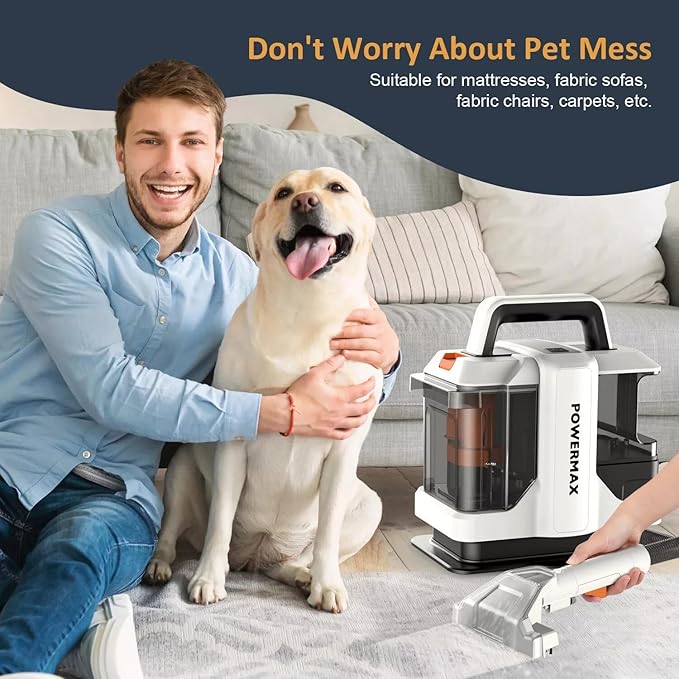 Portable Carpet and Upholstery Cleaner Machine for Home Use - 110V Automatic Spray &amp Suction Lightweight Design