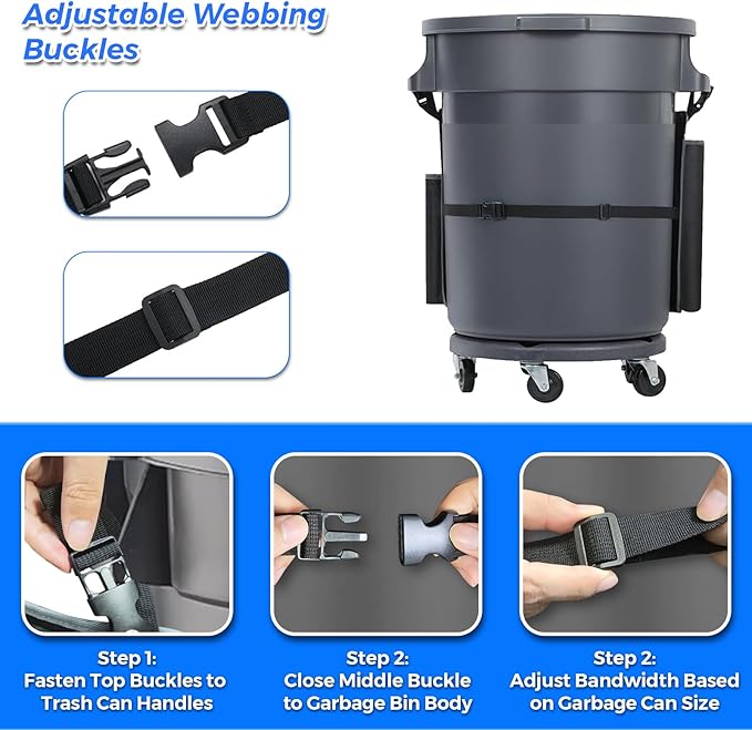 Trash Can Caddy Bag - 1680D Fabric Heavy Duty Cleaning Caddy with Adjustable Buckle Fits for 32-55 Gallon Garbage Bin 10 Pockets Cleaning Tool Storage Organizer for Housekeeping Janitorial