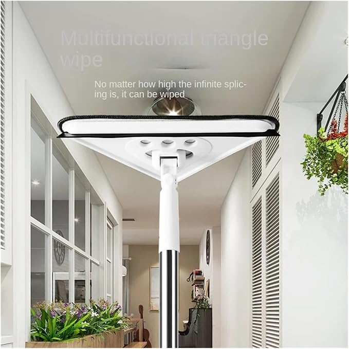 3/5PCS Extended mop Large Triangular with Thickened Rod for Wiping Glass Ceiling Cleaning Bathroom Kitchen Ceramic ti(1 mop 2 mops)