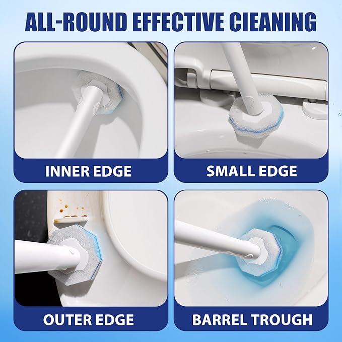 100 Count Disposable Toilet Bowl Wand Refills Prefilled with 2X Cleaning Solution Compatible with Most Toilet Brush Handles Not Fall Apart Fresh Scent