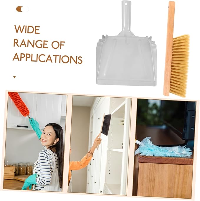 1set Wooden Hand Broom with Dustpan Compact Whisk Broom for Cleaning Bed Sofas and Cars Portable Dust Brush with Soft Bristles for Dust Removal Lightweight and Easy to Store