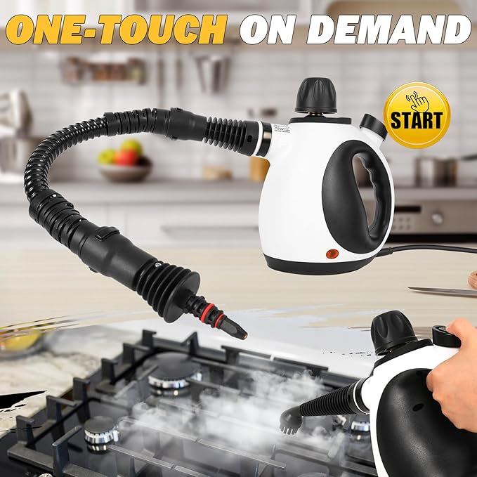 Pressurized Handheld Steam Cleaner for Home with 12 pcs Accessories Multi-Surface Natural Steamer for Effective Cleaning Fast Heating for Cleaning Home Furniture Car Grout Window