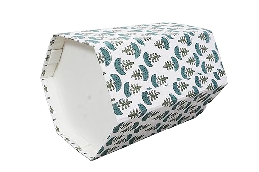 Generic 3.3 Gallon Cotton Hand Block Printed Paper Waste Basket |Small Decorative Trash Can for Housewarming Gifts in Living Room Bedroom Bathroom | Eco-Friendly Plastic-Free (1 GREEN WHITE)