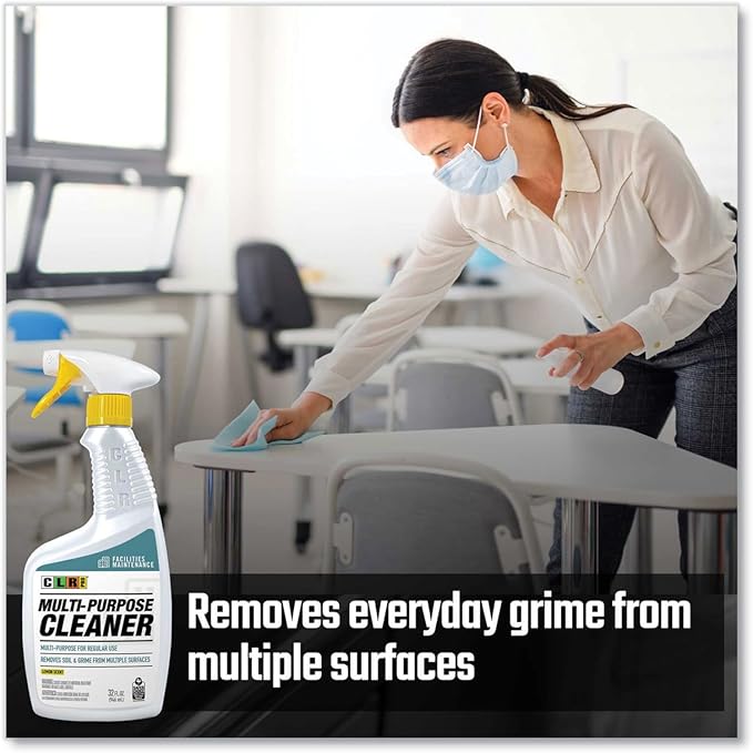 CLR PRO Multi-Surface Cleaner Removes Soil and Grime Lemon Scent 32 Fl Oz bundled with Microfiber Cloth