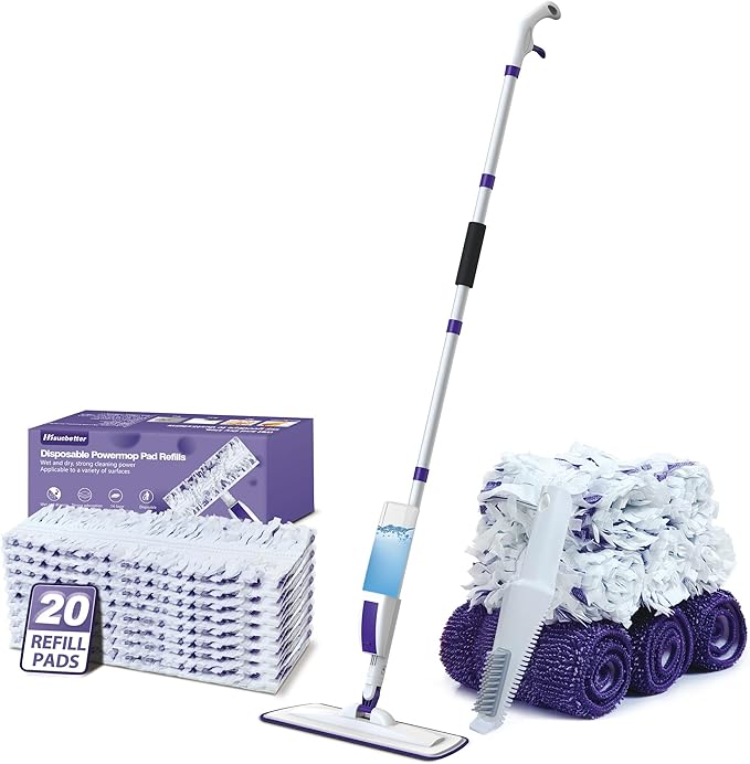 Spray Mop for Floor Cleaning System with 3 Washable Pads&amp 25 Disposable Refills for Hardwood Laminate Tile Floor Dust Cleaning.