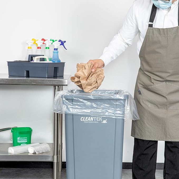 Restaurantware-RW Clean 20 Gallon Trash Bags 200 Standard-Duty Garbage Can Liners- Fits 20-30 Gallon Trash Cans Stretchable Clear Plastic Bin liners with Star Seal Bottom
