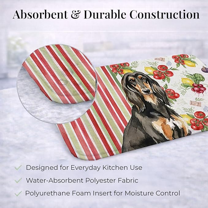 Caroline's Treasures Black &amp Tan Afghan Hound Vegetables Dish Drying Mat Absorbent Dish Drying Mat Pad for Kitchen Counter Dish Drainer Mat for Countertop 14 x 21 Multicolor