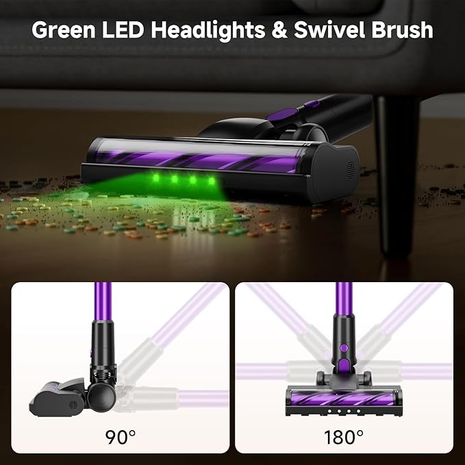 Cordless Vacuum Cleaner40Kpa Powerful Vacuum Cleaners for Home Vacuums with LED Display Anti-Tangle 8 in 1 Lightweight Vacuum for Hard Floors Pet Hair(Black)