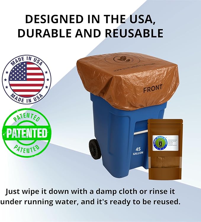 Trash Can Smell Eliminator Cover Odor Eliminating Bag Lemon Scented Durable Chemical Free 45 Gallon 3 Pack