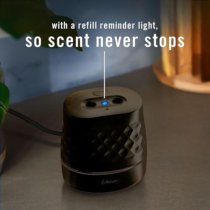 Febreze PLUG Scent Booster Starter Kit Black Oil Diffuser Air Freshener Plug In Continuous Scent Device + 2 Ocean Refills