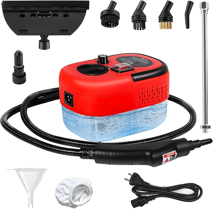 Handheld Steam Cleaner with 1200ml Large Water Tank &amp High Pressure - for Floors Upholstery Grout Cars Tiles Windows Kitchen