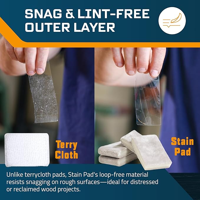 MāKRS Stain Pad Cut-to-Size Staining Pads 2-Pack Lint Snag Streak-Free Applicator Micro Brush Material Wood Stains and Oil Based Finishes Easy to Use with Consistent Application