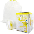 8NET 13 Gallon Kitchen Drawstring Trash liners Bags | 0.8 Mil | 24 x 27 - 100 Count Per Box (Box of 2) | Kitchen Home Office Bedroom Garbage Bags | Lemon Fresh Scent | White