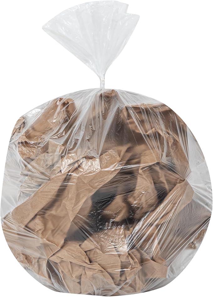 Restaurantware-RW Clean 13 Gallon Trash Bags 1000 Light-Duty Garbage Can Liners- Fits 12-16 Gallon Trash Cans Stretchable Clear Plastic Bin liners with Star Seal Bottom