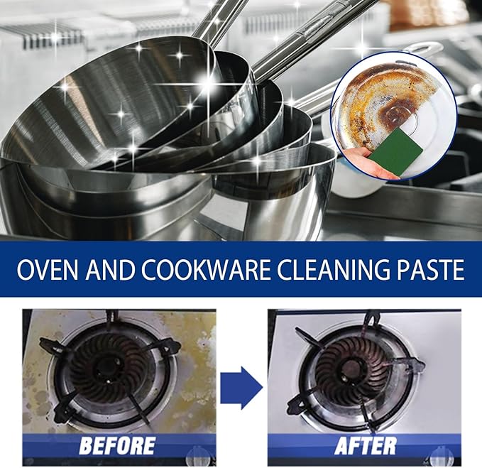 Stainless Steel Cleaning Paste Heavy-Duty Degreaser &amp Rust Remover For Kitchen Oven Cookware And More(3PCS)