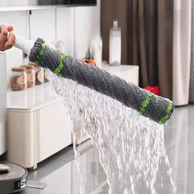 mop Self-Wringing Twist Mop for Floor Cleaning Long Handled Strong Absorbent Cotton Floor Mop Safe on All Floor Types Large Mop Head mops