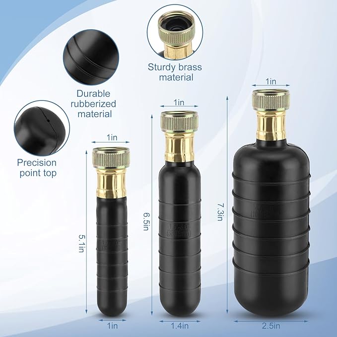 3 PCS Drain Bladder Kit Drain Cleaning Bladder Unclogger Fits 1 to 6 Drain Pipes for Unclogs Stubborn Blockages in Kitchen Sinks and Main Drains for Shower Swimming Pool With Water Power