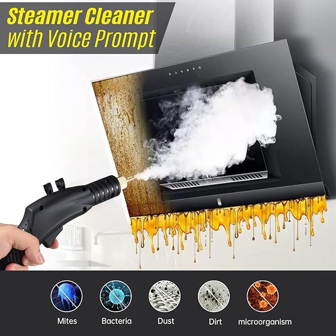 High Pressure Steam Cleaner Handheld1800W High Temp Portable Steamer Cleaning MachineTanklessAdjustable SteamHot and Cold Water Modefor Air Conditioner Range Hood Car Cleaning