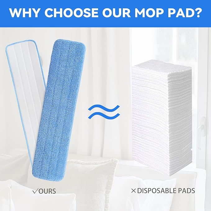36 Microfiber Pad for Rubbermaid Commercial 36 Inch Mop Head - 6 Pack Replacement Wet &amp Dry Commercial Reusable Cleaning Mop Refills Fit for Any Microfiber Flat Mop System 36