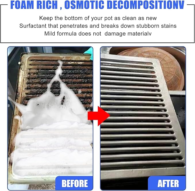 Kitchen Grease Foam Cleaner - Heavy-Duty Degreaser For Stove &amp Range Hood Removes Stubborn Stains &amp Residue(3PCS)