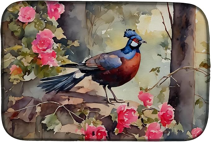 Caroline's Treasures DAC3259DDM Pheasant Dish Drying Mat Absorbent Dish Drying Mat Pad for Kitchen Counter Dish Drainer Mat for Countertop 14 x 21 Multicolor