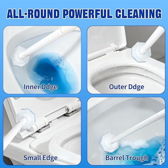 Disposable Toilet Brush and Holder Set with 50 PCS Toilet Wand refills for Clorox Wall Mounted Disposable T-oilet Bowl Wand Kit for Bathroom Sink &amp Bathtub Touchless T-oilet Cleaning System