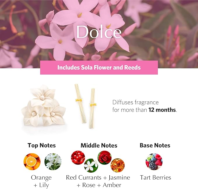 AGRARIA AirEssence Flower and Reed Diffuser Set Handmade Sola Flower Botanical Home Fragrance Set Scented Oil Reed Diffuser Gift for All Occasions