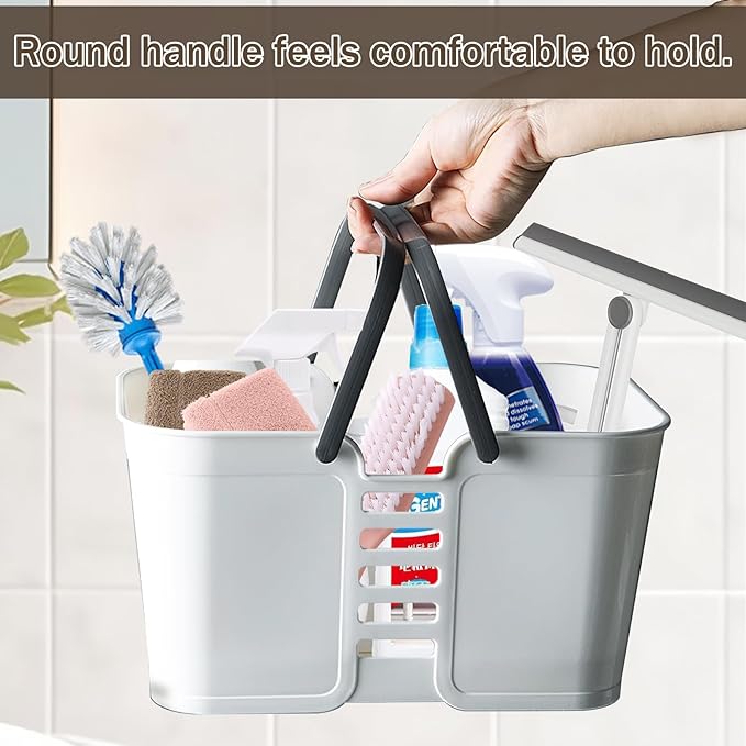 Cleaning Supply CaddyLarge Cleaning Products Storage Organizer with HandlesPortable Plastic Bucket Tool Storage Shower Caddy Basket for Bathroom Bedroom Kitchen College Dorm Garden