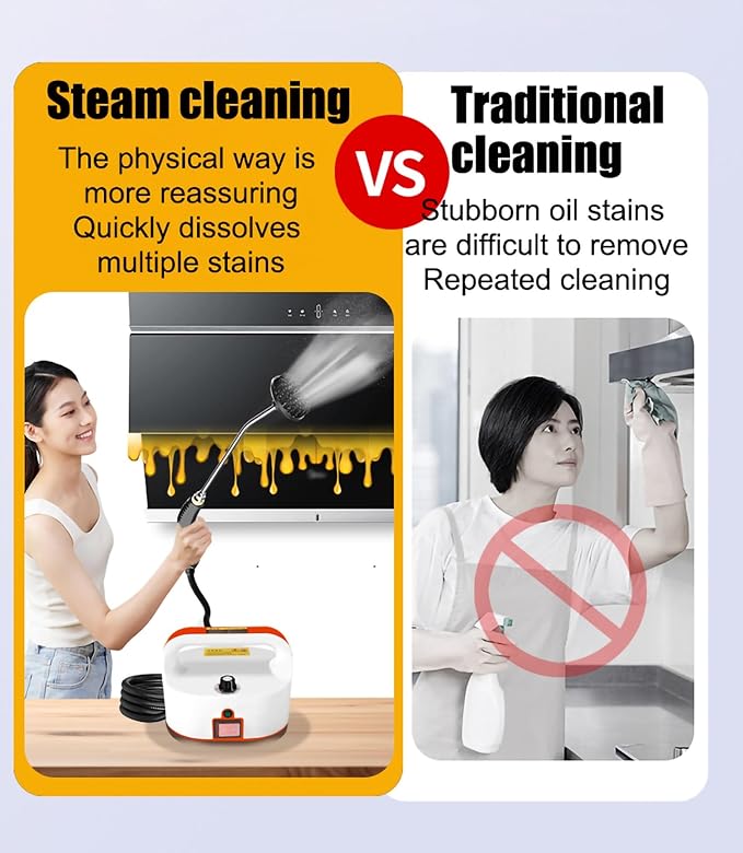 Electric Steam Cleaning Machine 1600W Handheld Steam Cleaner Quickly Generate High-Temperature Pressurized Steam Multi-Purpose Steamer for Home Use/Car Detailing/Kitchen/Bathroom/Furniture (Color :